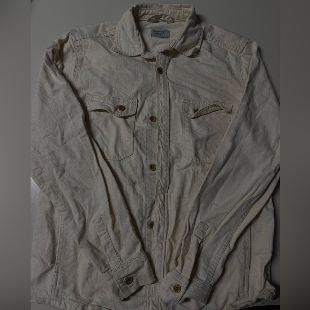 Mango Cream Lightweight Shirt Jacket